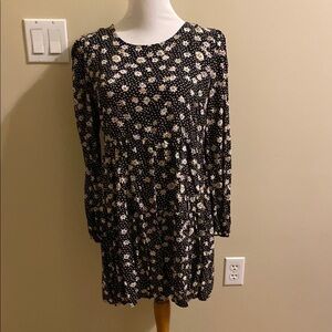 Black Floral Long Sleeve Dress
